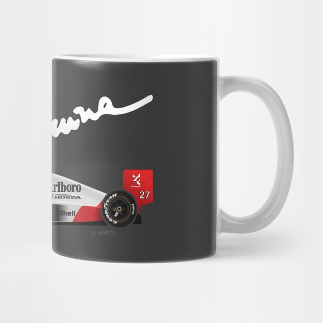 Ayrton Senna's McLaren MP4/5 Illustration with signature by Burro Wheel